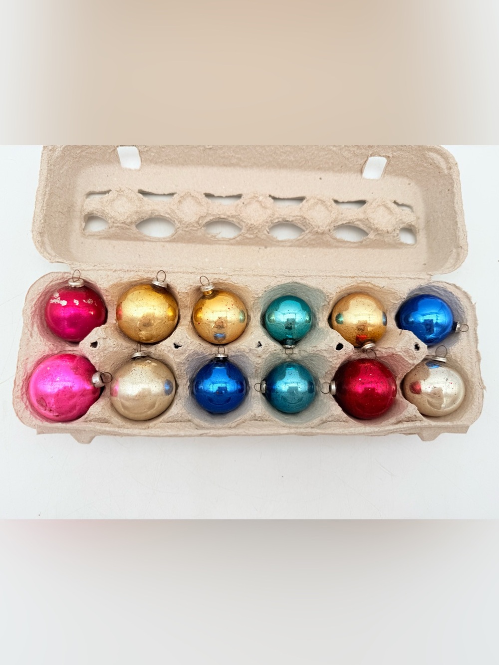 Vintage Multicolor Holiday Glass Ornament Set - Assorted Metallic Spheres